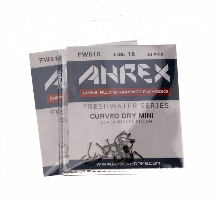 Ahrex Fw516 Curved Dry Mini Barbed #18 Trout Fly Tying Hooks